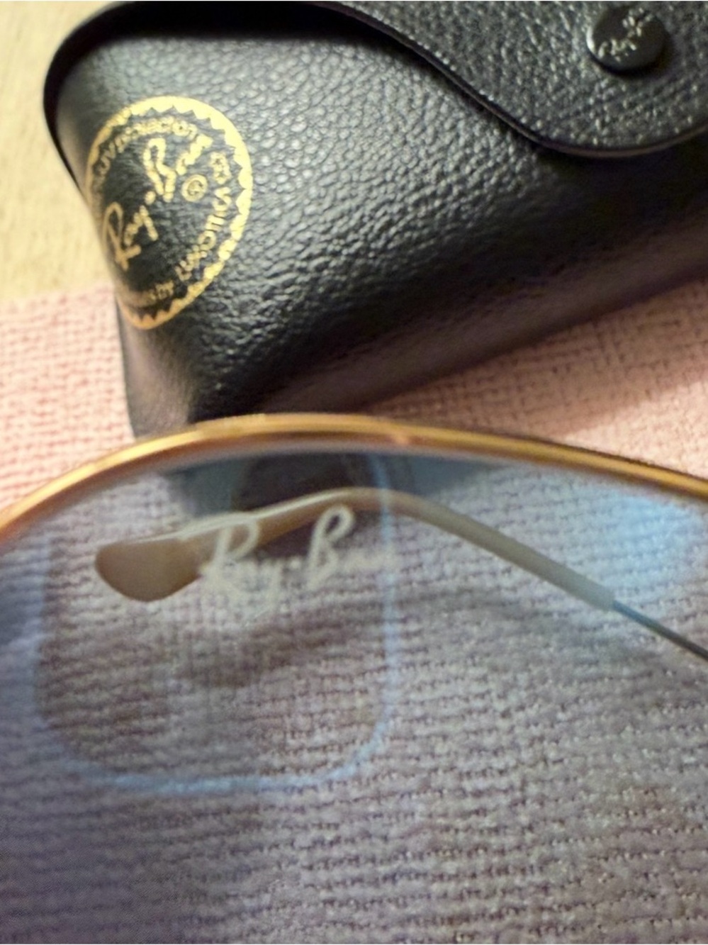 Ray-Ban 58mm Aviator Gold Frame Sunglasses with Blue Gradient Lenses - Picture 7 of 7